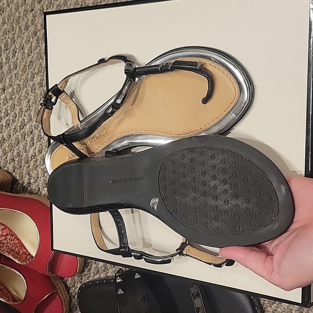 ANTONIO MELANI Black and Silver Thong Sandal - Picture 5 of 6